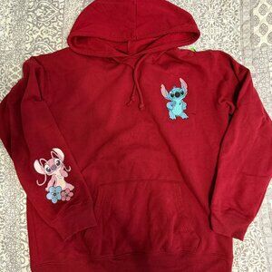 Disney Stitch Hoodie Pullover Maroon Lilo & Stitch Size Large 14/16